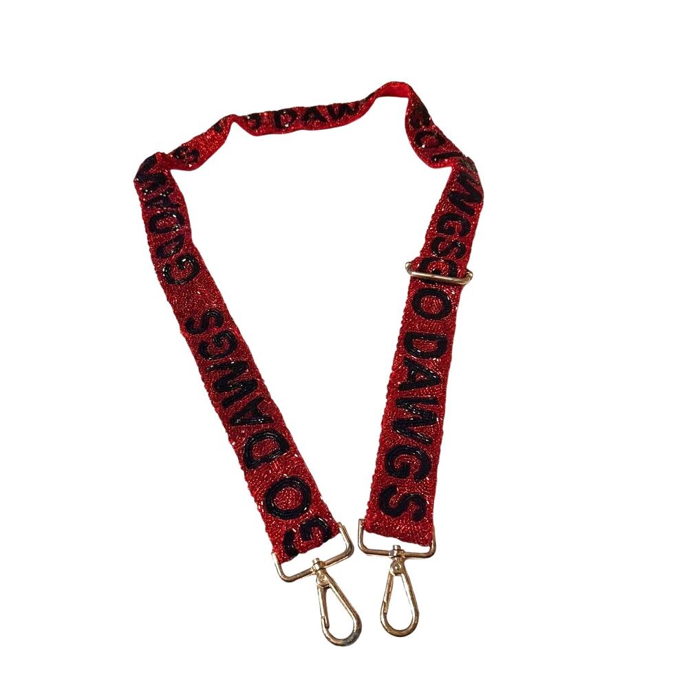 Go Dawgs Red and Black Beaded Purse Strap